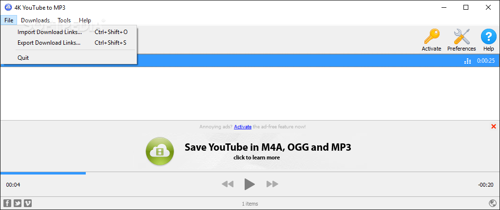 4K YouTube to MP3 3.9.0 download free